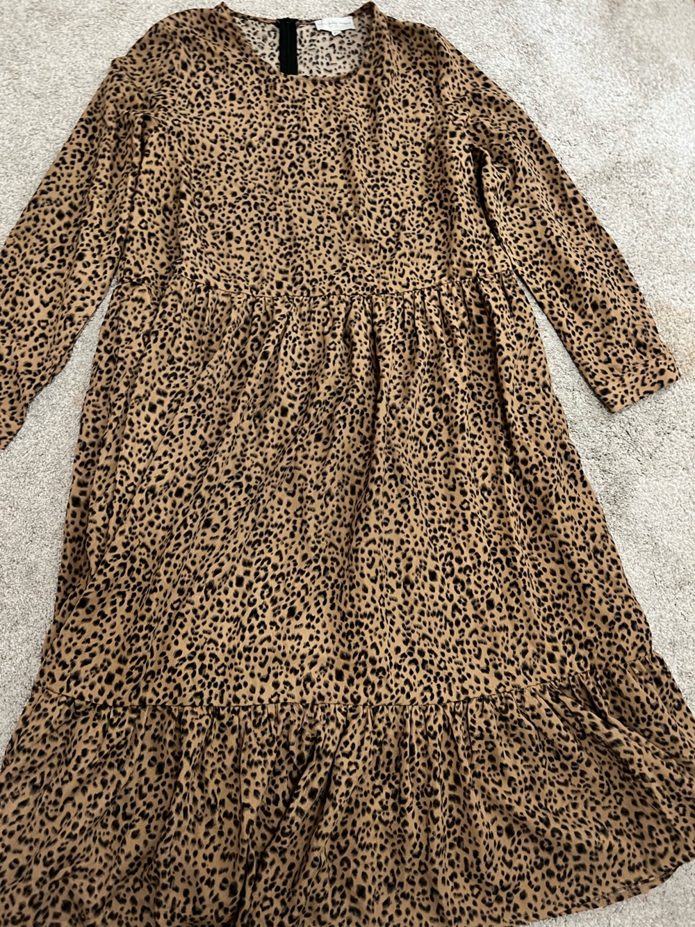 Never Fully Dressed Animal Cheetah Print Brown Women's Long Sleeve Tier Dress 10